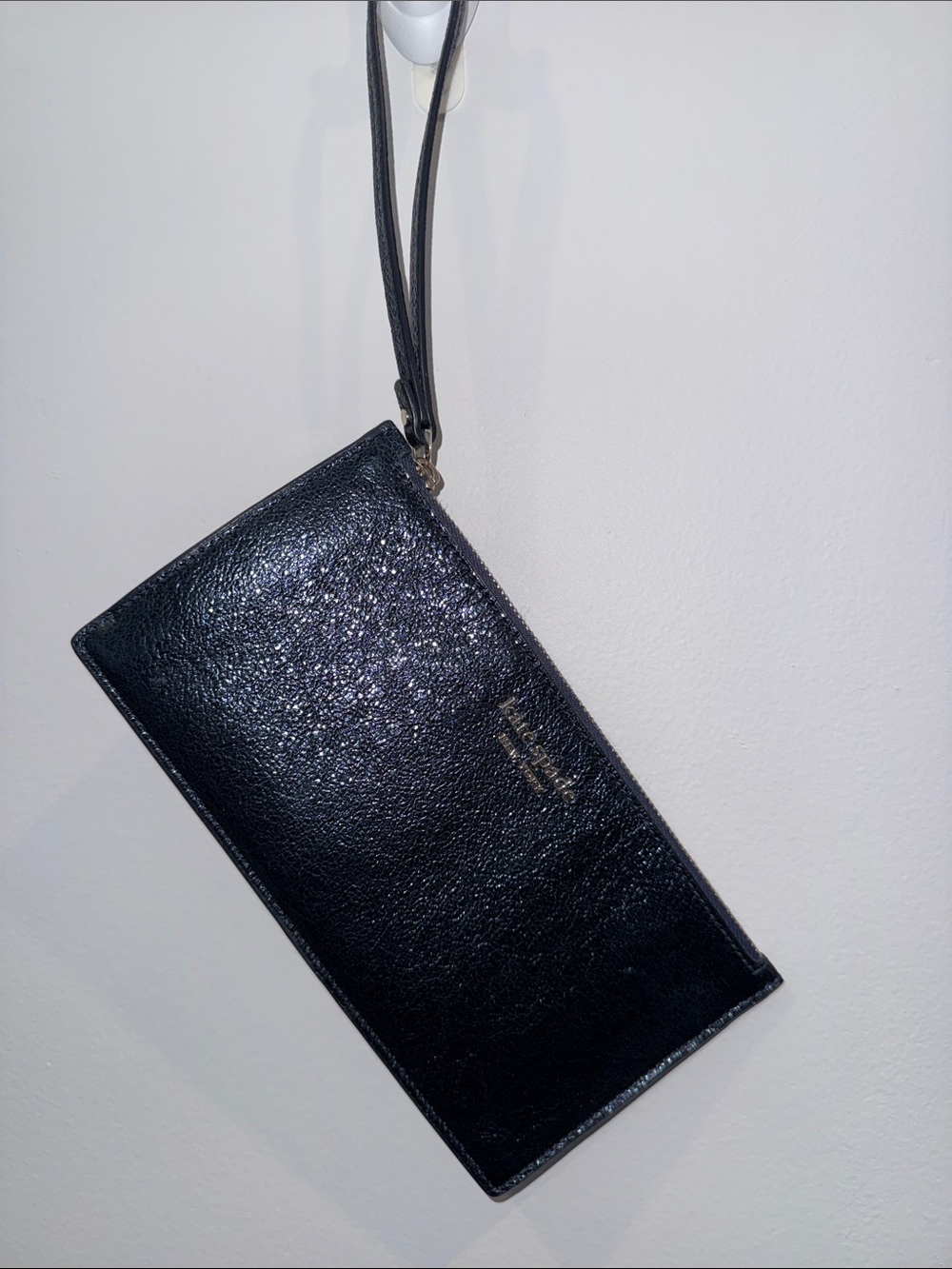 kate spade Black Card Wallet Wristlet with Gold Accent